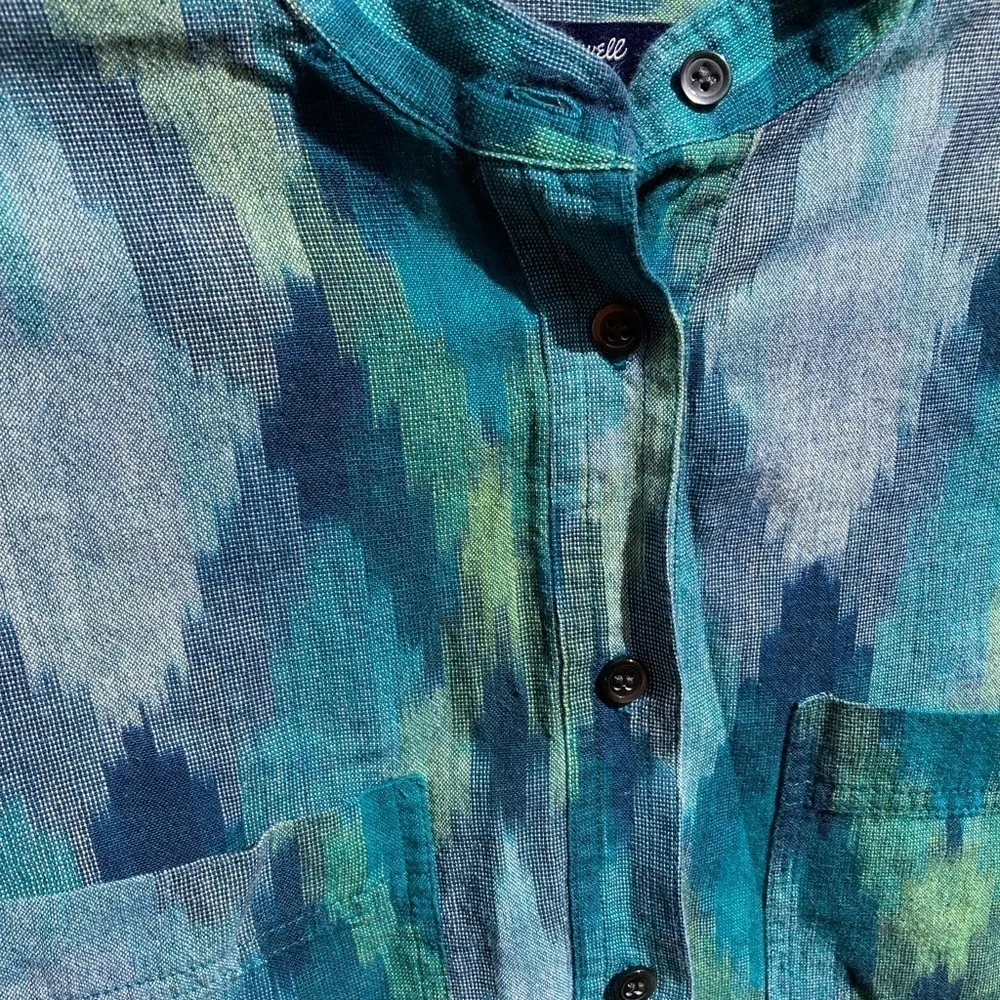 Women's Madewell Multicolor Button-Up Shirt M Pockets Cotton Open Light Vibrant - Picture 11 of 13